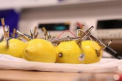 Student made batteries built from lemons.